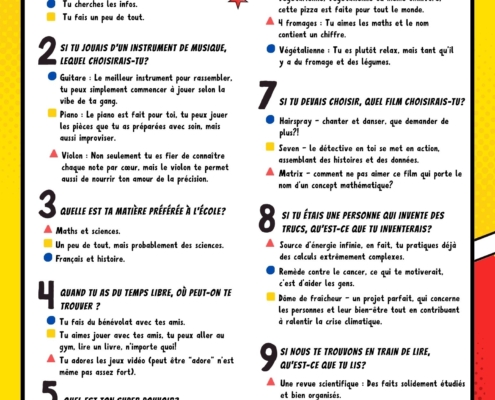 Page 1 d’un exemple de quiz de personnalité sur les différents types de chercheurs et chercheuses.